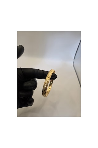 22 Ayar 7 Gram Yan Ağaç Kabuğu Ajda Bilezik 8 Mm Gold Altın Bilezik Düğün Nişan