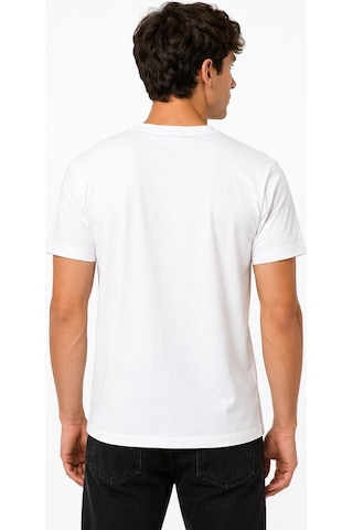 Tommy Life Erkek Beyaz Bisiklet Yaka Tshirt T17er-88445