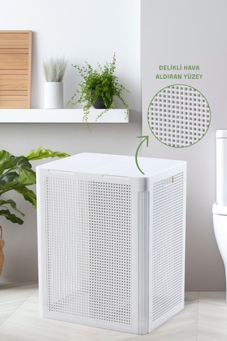 Smartduo İki Bölmeli Çamaşır Sepeti 84lt. Beyaz
