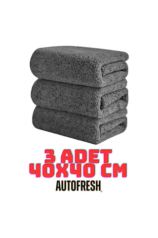 Autofresh 3 Adet Mikrofiber Bez Seti Araç Yıkama Oto Uygulama Temizlik Bezi 40x40 Cm
