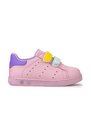Kiko Kids Oyo İlk Adım Bebe Cırtlı Işıklı Kız Bebek Spor Ayakkabı Pudra - Sarı