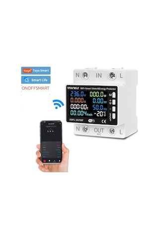 Tuya Destekli Akıllı Wifi Yüksek Voltaj Güç Tüketim 63 Amper