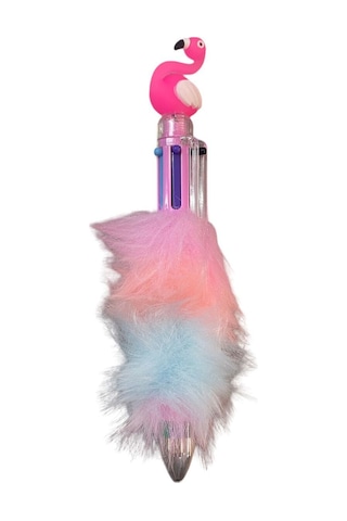 6 Renkli Flamingo Peluş Tükenmez Kalem Çok Renkli