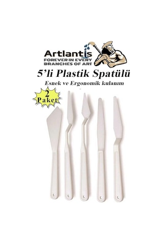 Plastik Spatül 5 Li Set Resim Ve Heykel Plastik Spatula Esnek Plastik Palet Bıçağı 2 Paket