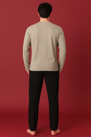 Erkek 1923 Uzun Kol % 100 Pamuk Pijama Takımı Haki Haki