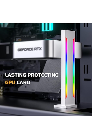 Beyaz Rgb Grafik Kartı Gpu Destek Braketi, Tek Yuvalı Kartlar, 5v 3pın Argb Led'li Destek Ekran Kartı Tutucu Braketi,