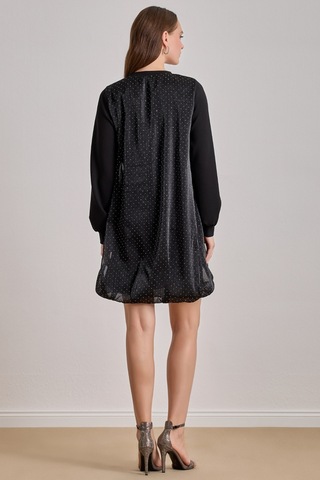 Diz Boy Siyah Tül Elbise Siyah