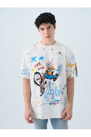 Loft Lf2038509 Erkek Kısa Kollu T-shirt Beyaz