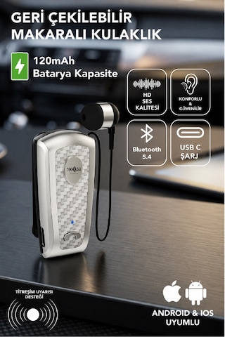 Lkb-38 Bluetooth Kulaklık V5.4, Geri Çekilebilir Makaralı, 1440 Saat Bekleme, Hd Ses, Gürültü Engelleme