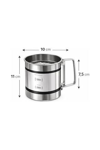 Paslanmaz Çelik Un Ve Pudra Şekeri Eleği Tek Elle Kullanılan Otomatik Elek, 3 Fincan Kapasiteli Flour Sifter, İnce Eleme İçin Dayanıklı Mutfak Aleti, Kek, Kurabiye Ve Pasta Yapımı İçin