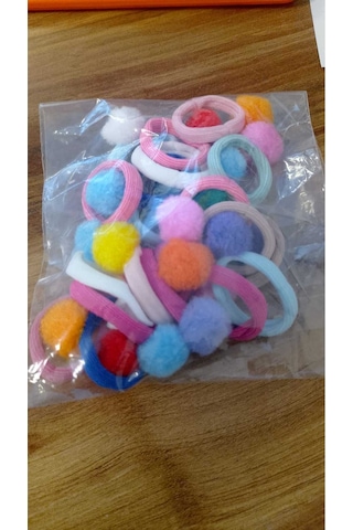 Şehrazat Handmade 10 Lu Renkli Pomponlu Lastik Saç Tokası Çok Renkli