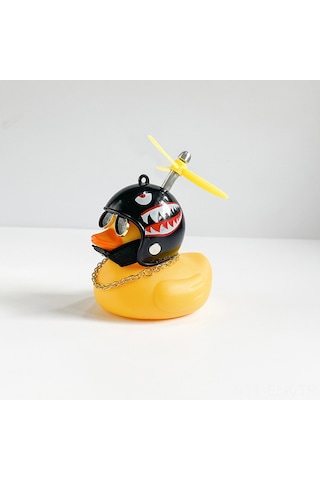 Xindoker Sarı Ördek Motosiklet Kask Araç Dekorasyonu: Led Işıklı, Çapraz Bağlama + Yapıştırıcı, Kolye Gözlük Ve Köpekbalığı Aksesuarı