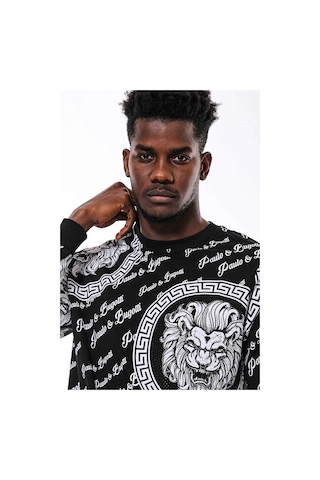 Wessi Siyah Taşlı Baskılı Ve Desenli Sweatshirt Siyah