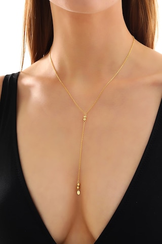 925 Ayar Gümüş Yuvarlak Dorika Toplu Y Kolye Altın