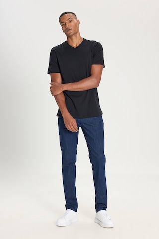 Ac&Co / Altınyıldız Classics Dar Kesim V Yaka Pamuklu Erkek Tişört Siyah