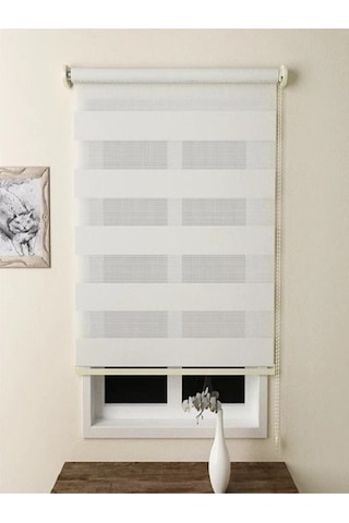 Beyaz Düz Stor Zebra Perde 220 X 240 Ekru