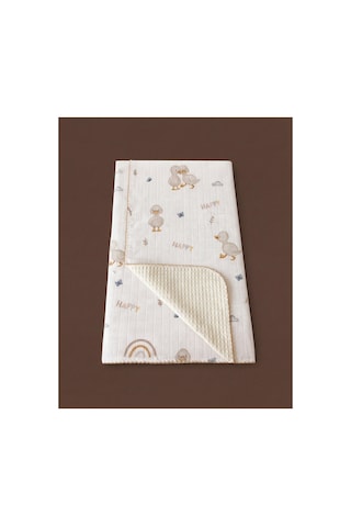 %100 Pamuk Bebek Battaniyesi Pikeli 100x100 Bej