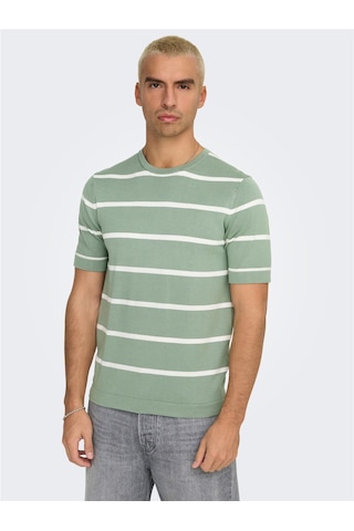 Only & Sons Onswyler Lıfe Reg 14 Ss Strıped Knıt Erkek Yeşil Kazak - Os22032764 Yeşil