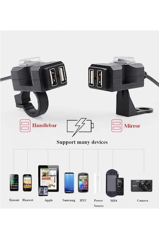 Motosiklet 2'Li Usb Sarj Aleti Hızlı Şarj Kolay Montaj Sigortalı