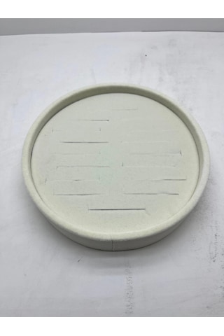 Süet Kumaş Krem Renk 20x20 Cm Yuvarlak Batırmalı Bileklik Kelepçe Tablası Krem