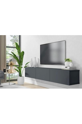 Beliz Tv Ünitesi Tv Sehpası Alt Modül Gri 200 cm Mdf
