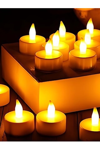 24 Adet Sarı Işıklı Led Mum Seti, Pilli Ve Dumansız 10c
