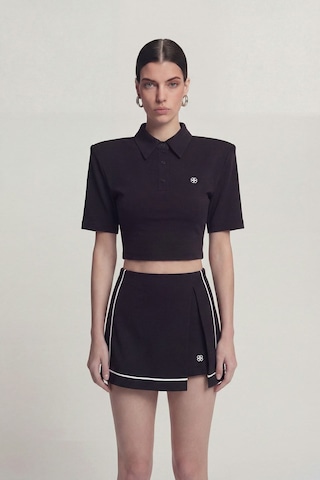 Holly Lolly Vatkalı Polo Yaka Carolyn T-shirt Siyah