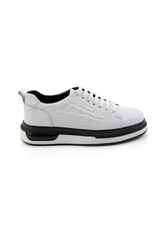 Bambi Beyaz Baskılı Hakiki Deri Erkek Sneaker E01811038003 Beyaz
