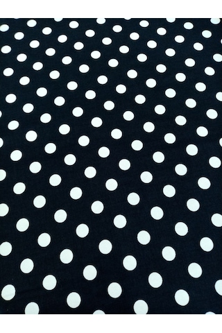 Hayat Home Siyah Puantiyeli Duck Keten Kumaş -Ranır Kumaşı