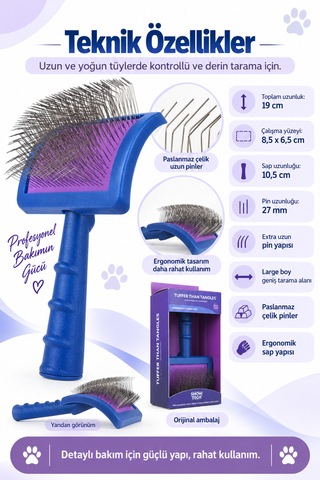 Showtech Tuffer Than Tangles Ekstra Uzun Kedi & Köpek Tarama Fırçası Large