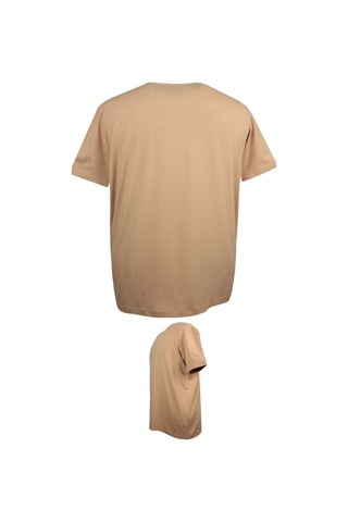 Battal Boy % 100 Pamuk 115 Kilo-150 Kilo Arası İçin Uygun Bedenli Bisiklet Yaka Düz Tişört Bej Bej