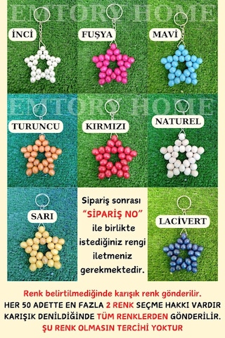 50 Adet Uzun Zincirli Yıldız Anahtarlık - Hediyelik Anahtarlık -