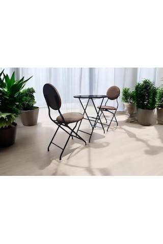 Katlanabilir Safir Late Metal Masa Ve Sandalye Takımı - 2 Sandal