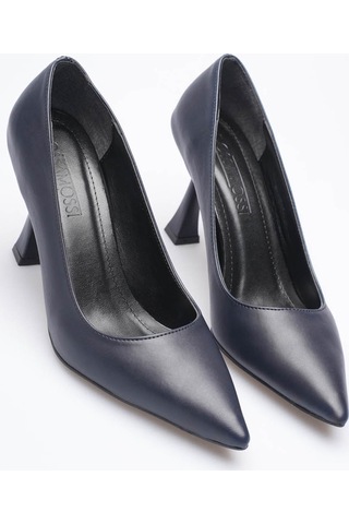 Dm Dossa Mossi Shoes Lacivert Deri Sivri Burun 9 Cm Topuk Ernio Stiletto Kadın Ayakkabı Lacivert Cilt Deri