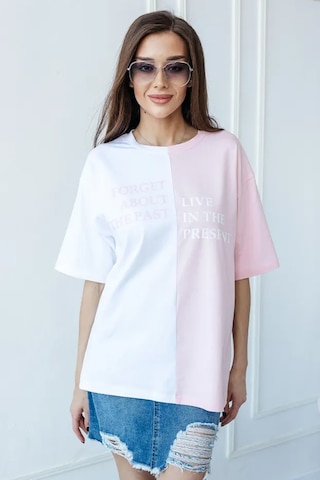 Unisex Forget Live Baskılı Oversize Tshirt Pembe