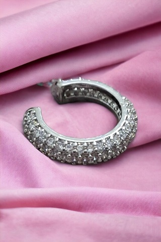 Zirkon Taşlı Gümüş Renk Earcuff Çok Renkli