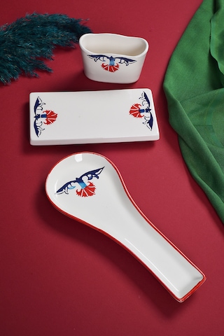 Piatti Naturali 3 Lü Mutfak Seti Çini Kaşık Altlığı Süngerlik Yağdanlık