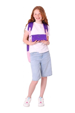 Kauko Holiday Kız Çocuk Rozetli Okul Çantası Ve Kalemlik Seti - Mor Pembe - Altı Bölmeli Mor - Pembe