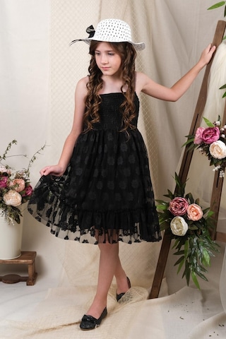 Mnk Baby & Kids Şapkalı Gipeli Kız Elbise Mnk0609 Siyah