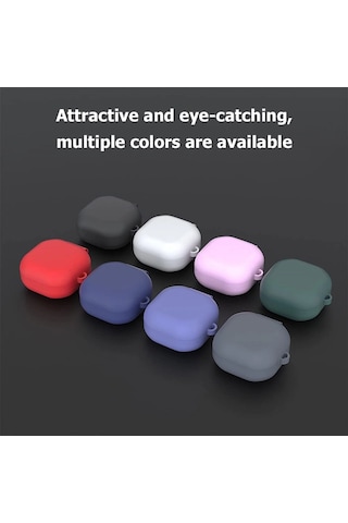 Caseonn Samsung Uyumlu Galaxy Buds 2 - Buds 2 Pro Kılıf Askı Aparatlı Mat Silikon Beyaz