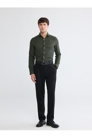 Lcw Busıness Haki Slim Fit Armürlü Erkek Gömlek