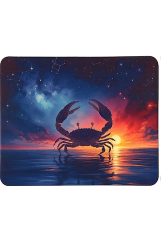Yengeç Burcu Desenli Tip Kaymaz Taban Optik Bilgisayar Notebook Burçlar Mouse Pad Mauspad 17x 21 Cm