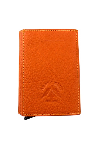 Alphaclub Bag Kadın Hakiki Deri Turuncu Cüzdan Ve Kartlık