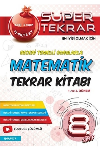 8. Sınıf Kırmızı Matematik Soru Bankası Süper Tekrar Kitabı - Nartest