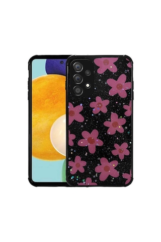 Zore Samsung Galaxy Uyumlu A33 5g Kılıf Simli Desenli Kamera Korumalı Parlak Omsy Popy Kapak - Çiçek