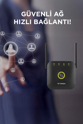 Torima WR-25 300Mbps Wifi Sinyal Yakınlaştırıcı Güçlendirici Router Siyah