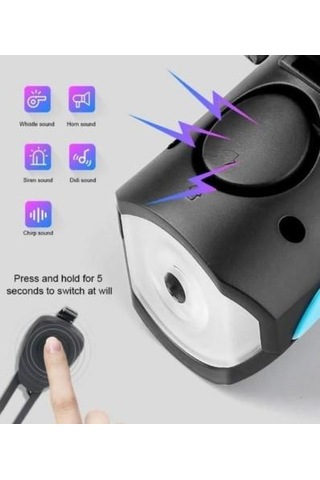 Xbyc 6163 Usb Şarjlı 250 Lümen 140 Db Yüksek Sesli Bisiklet Ön Farı Ve Korna Turuncu