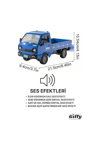Uzaktan Kumandalı Rc Kamyonet ,yük Taşıma Aracı ,sesli ,ışıklı ,şarjlı , Pil Hediyeli ,2.4 Ghz Araç Mavi
