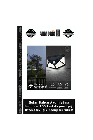 Solar Bahçe Aydınlatma Lambası 100 Led Akşam Işığı Otomatik Işık Kolay Kurulum