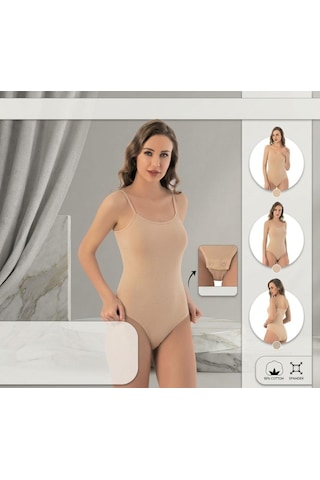 Perafit Kadın 3'lü Paket İnce İp Askılı Pamuklu Likralı Çıtçıtlı Body Seti Siyah Beyaz Ten Rengi Esnek Rahat Düz Basic Badi Çok Renkli